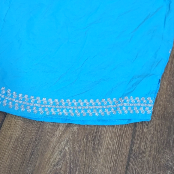 St John's Bay sleeveless tank vibrant blue tassle tie embroidered detail Medium - Picture 4 of 4